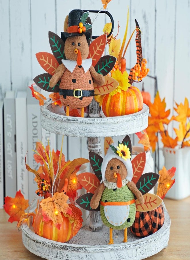 CRCZK Thanksgiving Turkey Decorations for Home Thanksgiving Gnome Plush Tabletop Decor Standing Turkey Decor with Dangling Legs, 2 Pack Plush Stuffed Turkeys Shelf Figurine Gifts - Image 4